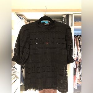 Lace top with puff sleeves